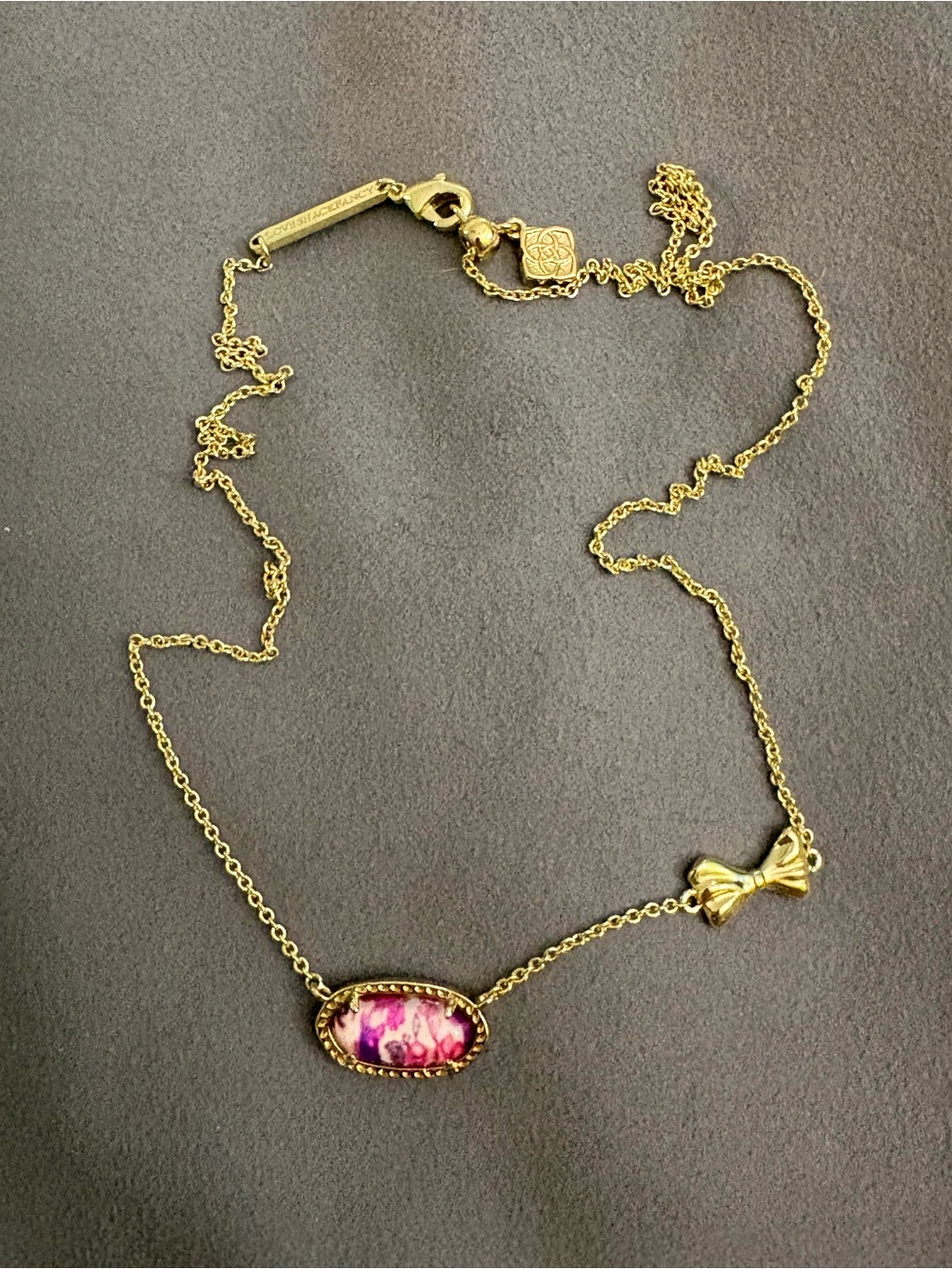 Kendra Scott x LoveShackFancy Gold Necklace with Pink Purple Stone